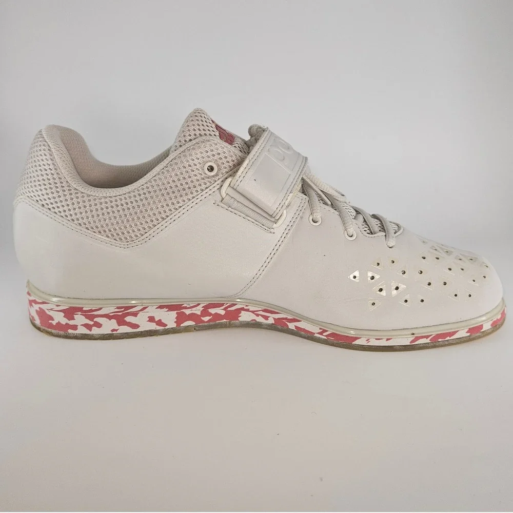 Men's Adidas Adipower Weightlifting II Shoes White Pink Size 12.5 Power Training